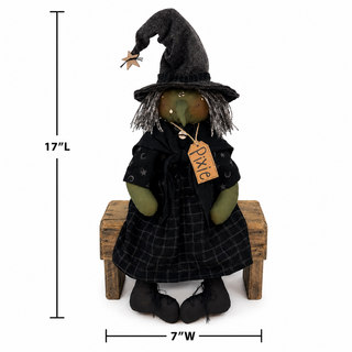 Pixie the Whimsy Witch | 17" Primitive Halloween Shelf Sitter