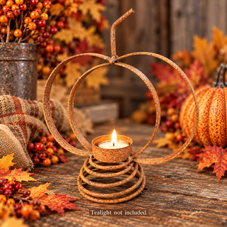 Pumpkin Spring Tealight Holder-Rustic