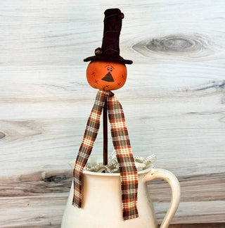 Jingle Bell Jack-O-Lantern Wand 16" | Primitive Fall Decor