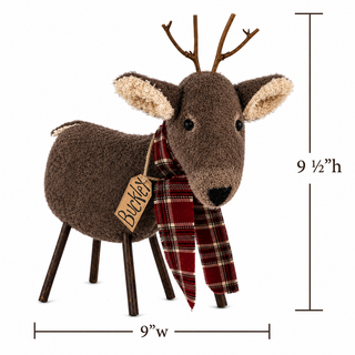 Buckley the White Tailed Deer | 9.5" Primitive Christmas Deer Decor