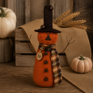 Poe the Jingle Bell Jack-O-Lantern | 12" Primitive Fall Jack-O-Lantern Shelf Sitter