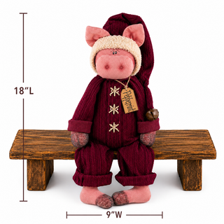 Peppermint the Sleepy Time Piggy 18" Primitive Christmas Decor