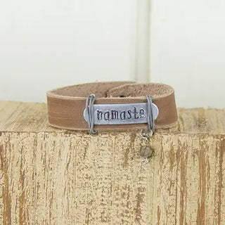 Namaste Tan Leather Bracelet