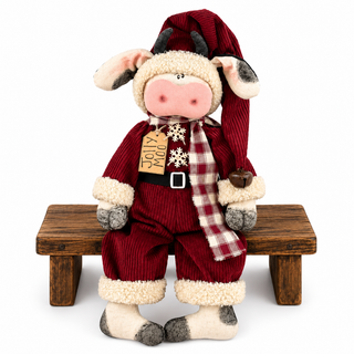 Jolly Moo the Santa Cow 19" Primitive Christmas Decor