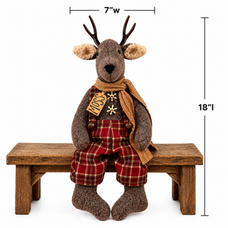 Moss the White Tailed Deer | 18" Primitive Christmas Deer Decor