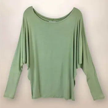 Jaidyn - Long Sleeve Shirt with Dolman Sleeves - Cactus Green