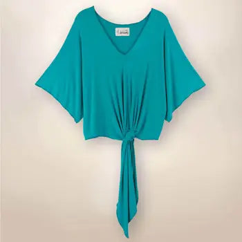 Paige - Tie Front Kimono - Turquoise