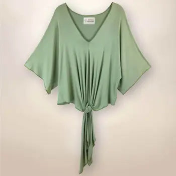 Paige - Tie Front Kimono - Cactus Green