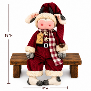 Jolly Moo the Santa Cow 19" Primitive Christmas Decor