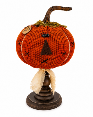 Purdi the Puffy Pumpkin Small Spindle 10" | Primitive Fall Decor