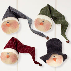 Small Whimsical Snowman Head Ornament Set (4A)