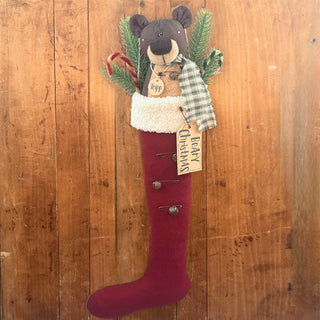 Tripp the Tiding Teddy in Stocking