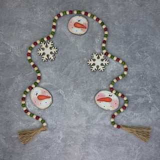 Snowmen Heads & Snowflakes Doodle Garland