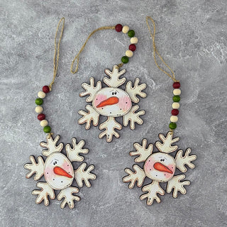 Hanging Snowflake & Snowman Head Doodle with Beads Ornament (Sold Separately)