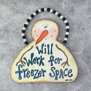 Hanging Freezer Space Snowman  Doodle with Beads