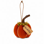 Grateful Small Round Pumpkin Ornament 4" | Primitive Fall Decor