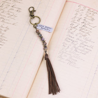 E18272 Find Your Happy with Dk. Beads/Tassel Keychain