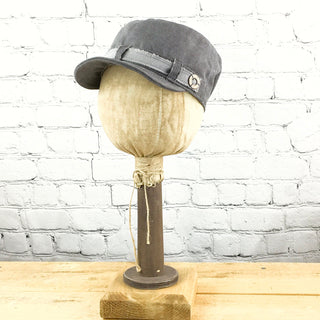 E19832 Vicki Grey Canvas Military Hat