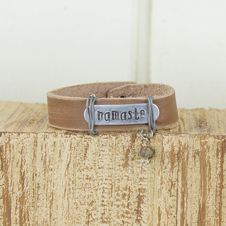 E19879 Namaste Tan Leather Bracelet