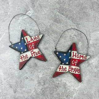 Patriotic Flag Star Doodle Ornament Set (2A)