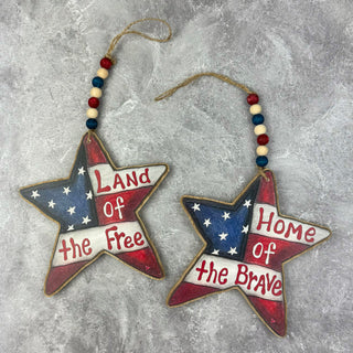 Medium  Patriotic Flag Star Doodle Hanger with Beads (Sold Separately)