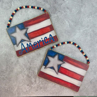 Large Patriotic Flag Doodle Hanger with Beads (Sold Separately)