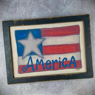 Large America Flag Doodle Frame
