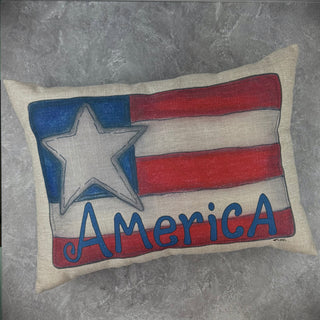 America Flag Doodle Pillow
