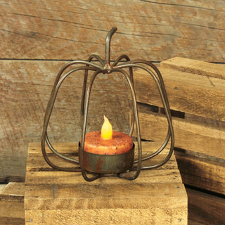 Small Round Pumpkin Tealight Holder-Silver