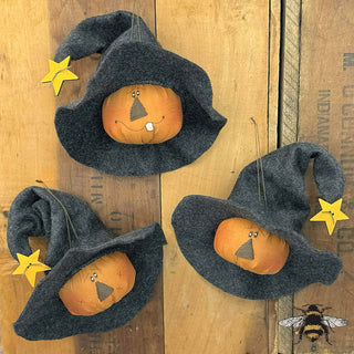 Jack-O-Lantern Witch Head Ornament Set (3A)