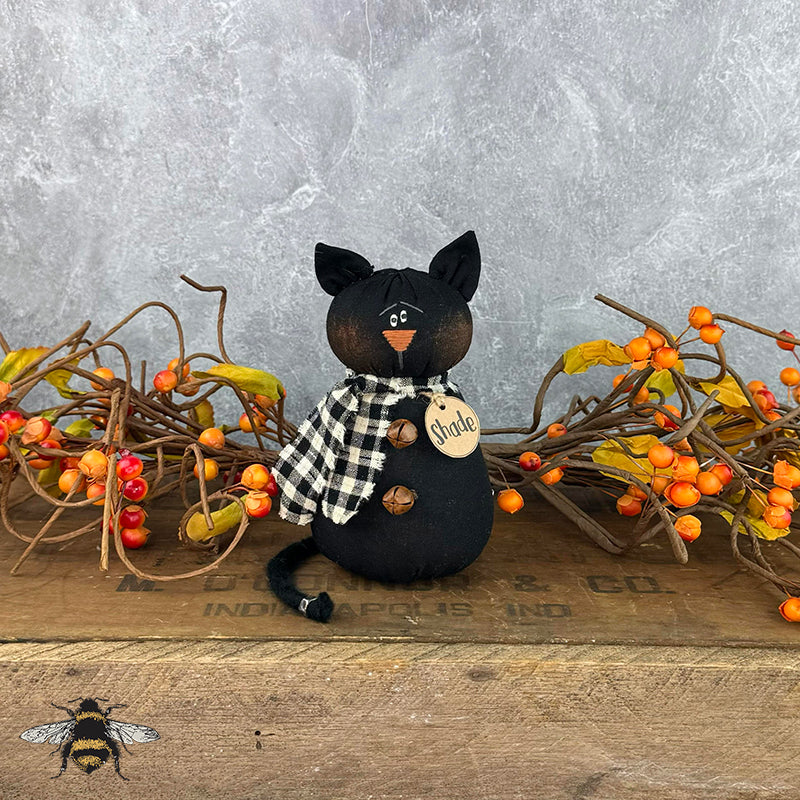 Shade the Baby Cat - Handmade Primitive: Whimsical Soft Sculpture Collectible for Halloween Décor by Honey and Me, Inc™