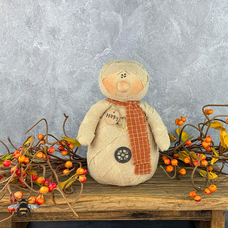 Marley the Mummy Handmade Textile Art: Whimsical Soft Sculpture Primitive Mummy for Halloween Décor by Honey and Me, Inc™