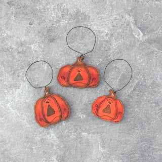 Small Jack-O-Lantern Doodle Ornament Set (3A)