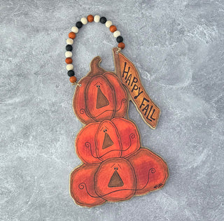 Hanging Jack-O-Lantern  Doodle Stack with Beads