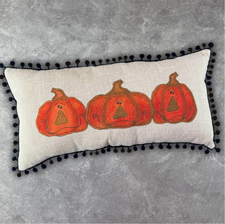 Large Trio Jack-O-Lantern Doodle Pillow