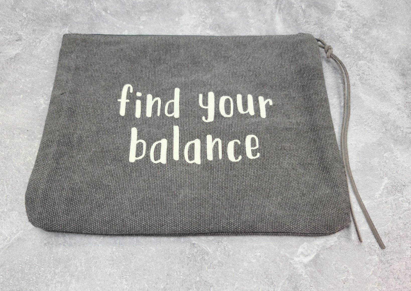 Find Your Balance Canvas Zipper Pouch Grey