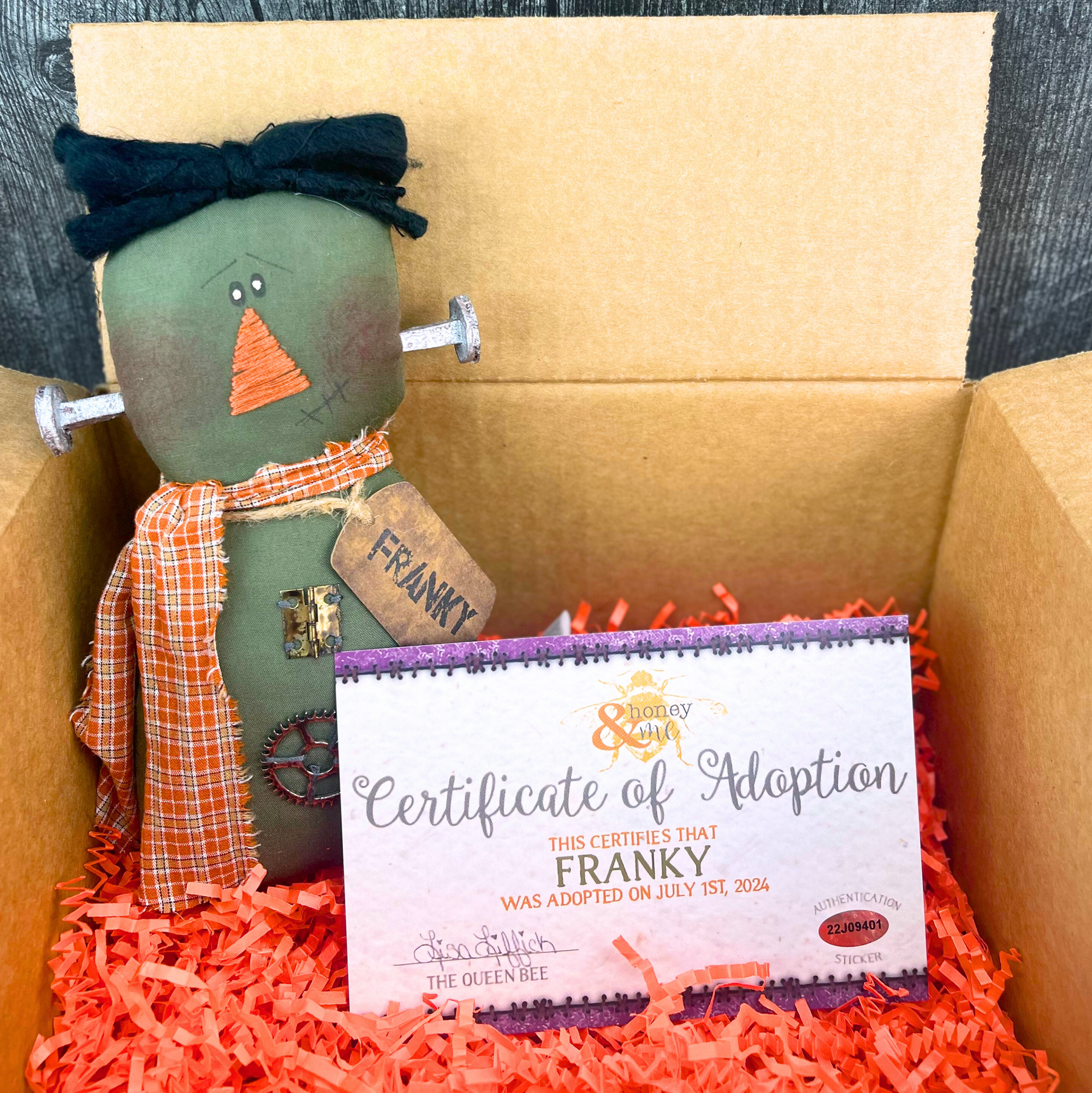 Limited Edition Bronze Collector's Box - Fall 2024 - Franky Frankenstein: Whimsical Handmade Halloween Collectible by Honey and Me, Inc™