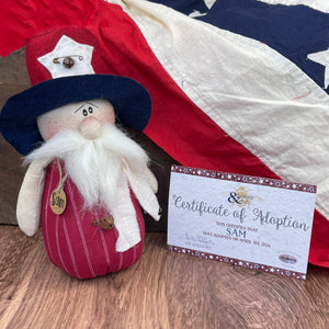 Limited Edition Bronze Collector's Box - Summer 2024 - Sam: Whimsical Handmade Soft Sculpture Collectible Uncle Sam by Honey and Me, Inc™