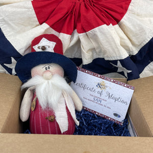 Limited Edition Bronze Collector's Box - Summer 2024 - Sam: Whimsical Handmade Soft Sculpture Collectible Uncle Sam by Honey and Me, Inc™