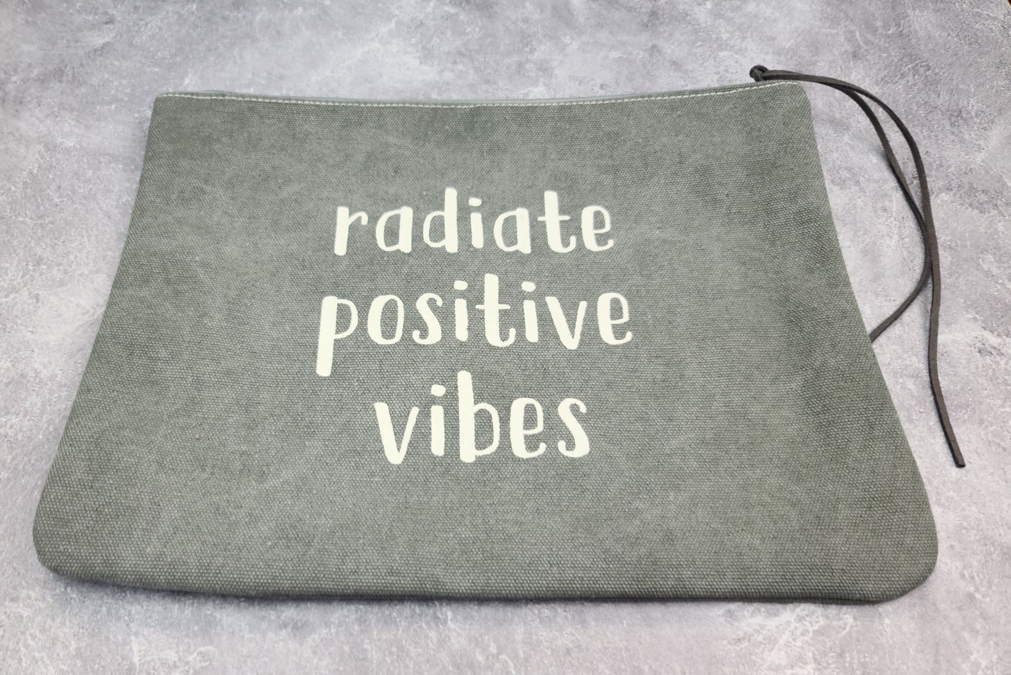 Radiate Positive Vibes Zipper Pouch Grey
