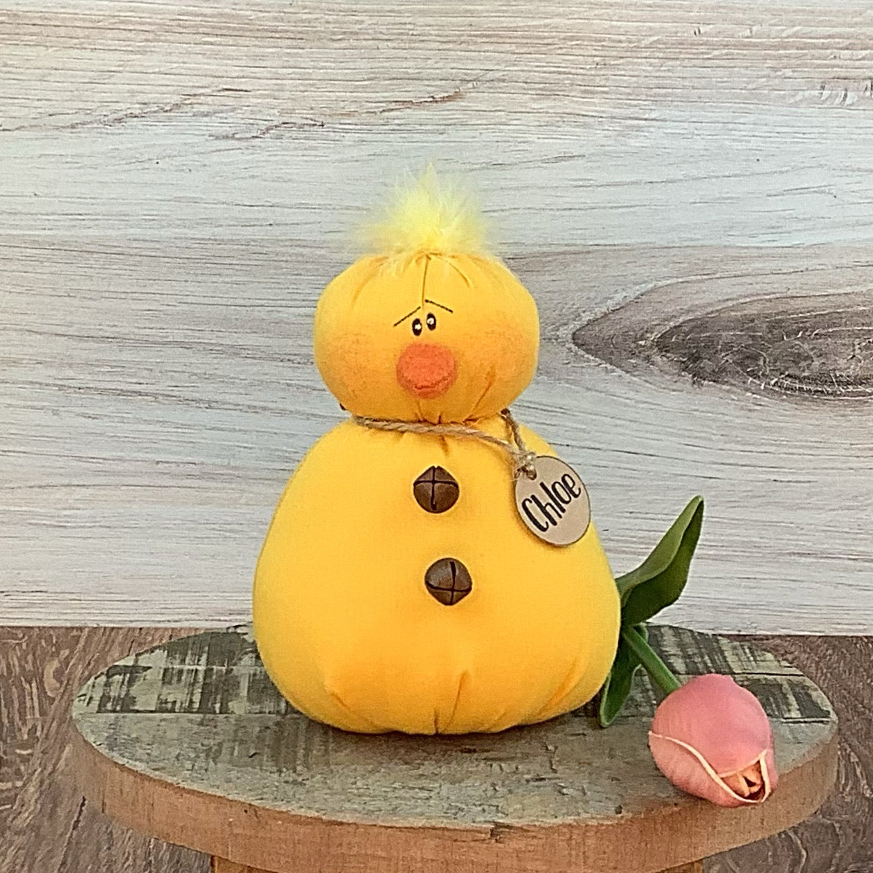 Chloe the Chicklet - Whimsical Primitive Textile Art: Handmade Soft Sculpture Collectible Baby Chick by Honey and Me, Inc™