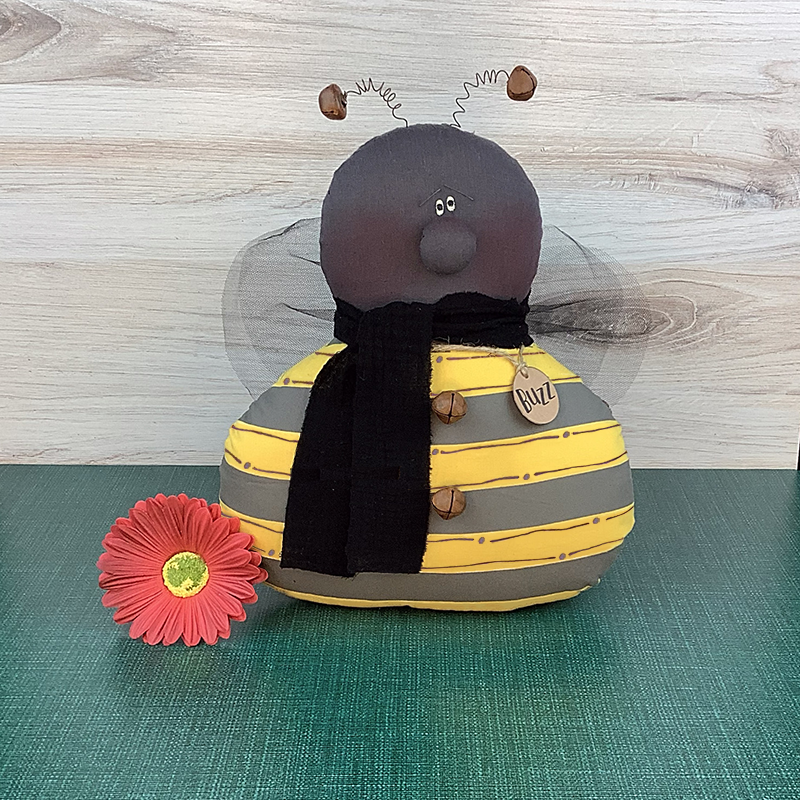 Buzz the Bee Pillow - Handmade Whimsical Honey Bee Soft Sculpture Collectible Pillow Spring & Summer Décor by Honey and Me, Inc™