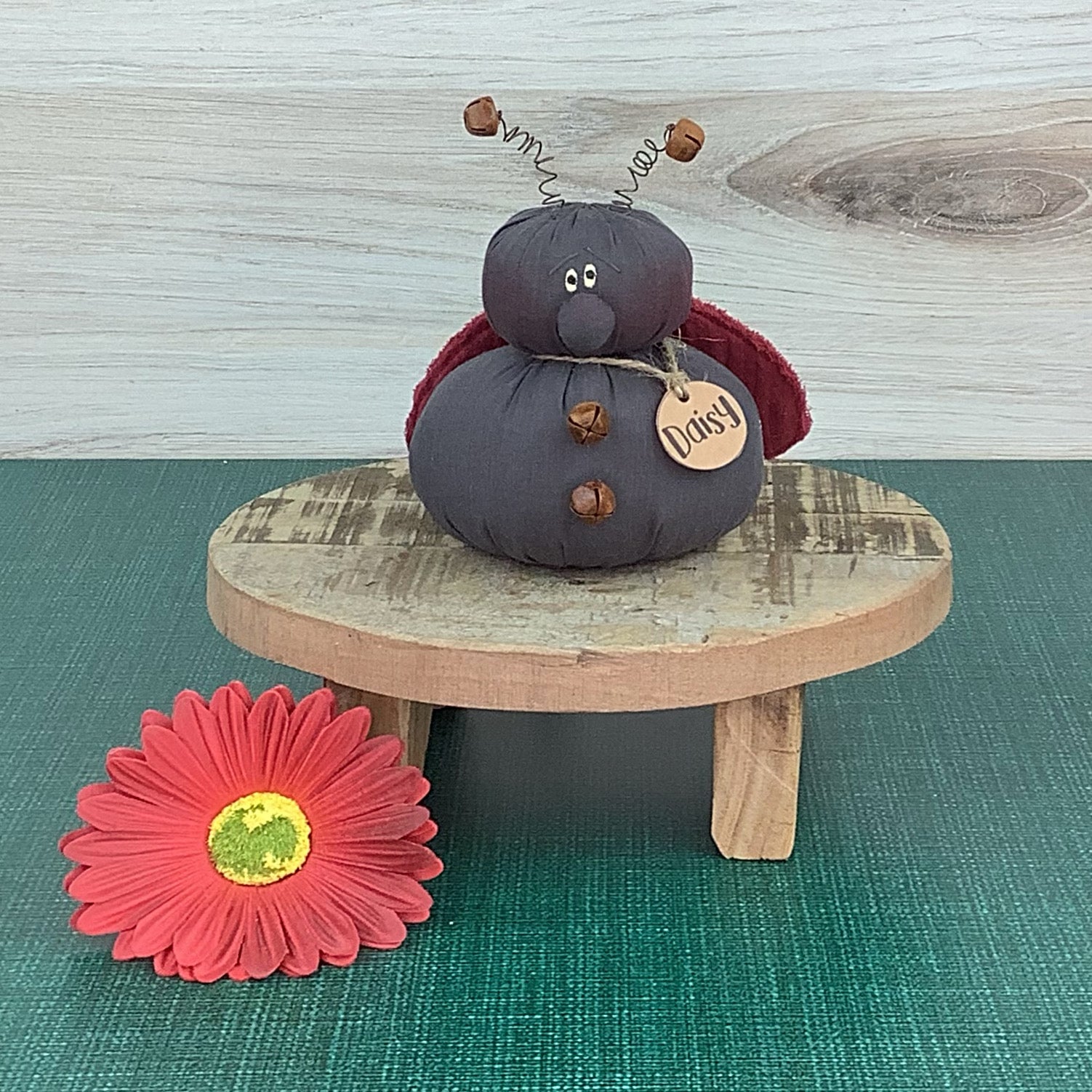 Daisy the Baby Ladybug - Handmade Whimsical Baby Ladybug Soft Sculpture Collectible Spring & Summer Décor by Honey and Me, Inc™