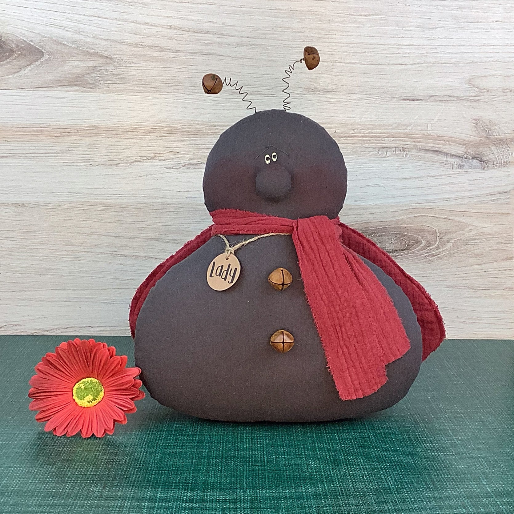 Lady the Ladybug Pillow- Handmade Whimsical Ladybug Pillow Soft Sculpture Collectible Spring & Summer Décor by Honey and Me, Inc™