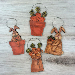 Large  Whimsy Wabbits Gathering  Carrots Doodle Ornament (sold separately)