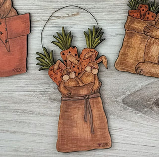 Large  Whimsy Wabbits Gathering  Carrots Doodle Ornament (sold separately)