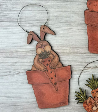Large  Whimsy Wabbits Gathering  Carrots Doodle Ornament (sold separately)