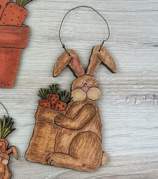 Large  Whimsy Wabbits Gathering  Carrots Doodle Ornament (sold separately)