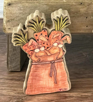 Small Chunky Whimsy Wabbits Gathering  Carrots Doodle Sitter (sold separately)