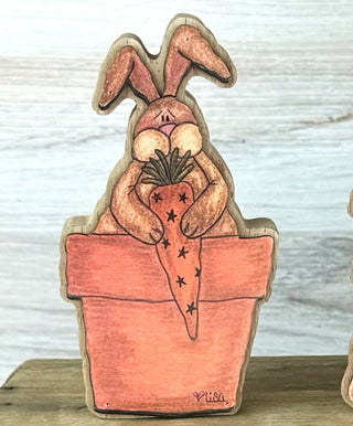 Small Chunky Whimsy Wabbits Gathering  Carrots Doodle Sitter (sold separately)